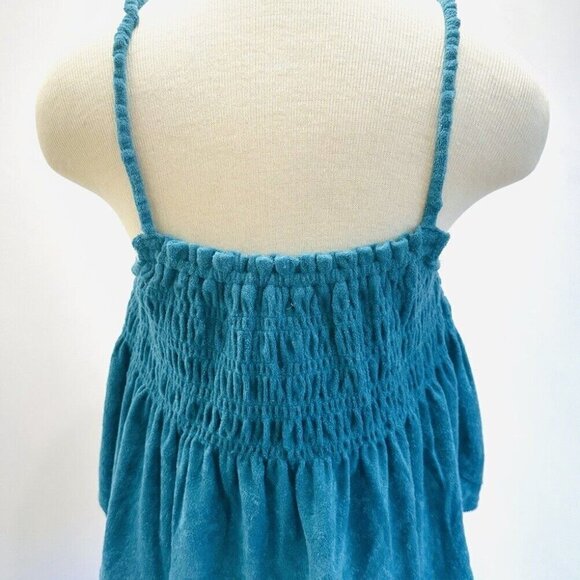 NWT SO Juniors Pullover Shirred Turquoise Terry Cloth Smocked Peplum Tank Sz XXL - Picture 6 of 11